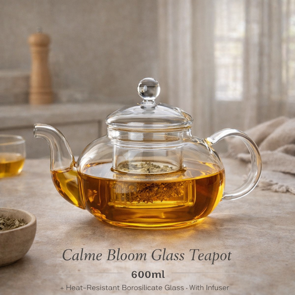 Calme Bloom Glass Teapot